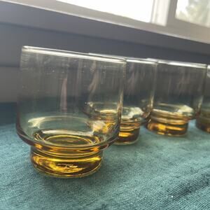 Vintage MCM Libbey "Malibou" (Tempo) Amber Juice/Rocks Glasses - Set of 4